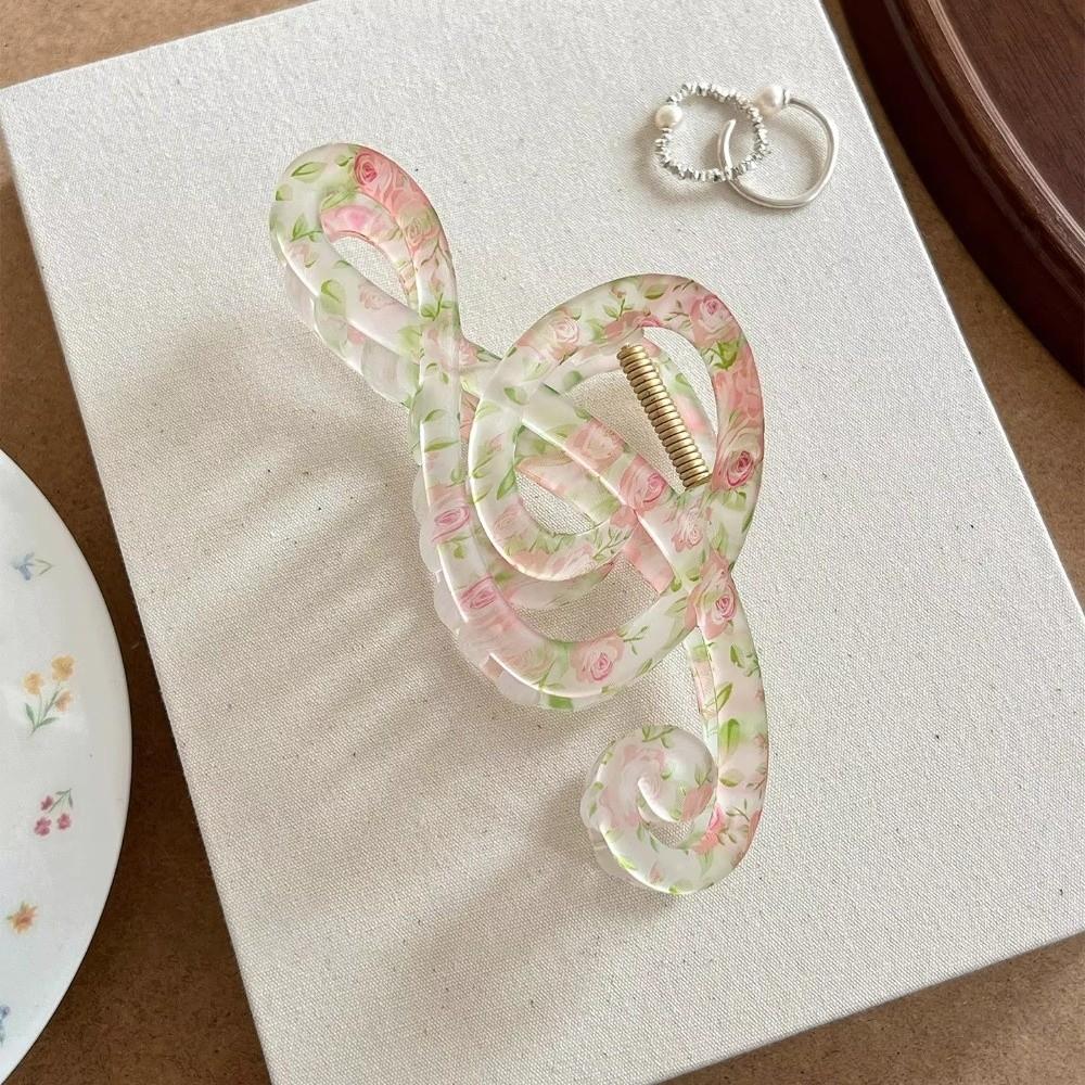 Matte Finish Music Note Hair Claw Clip Floral Pattern Updo Hair Clip  Girls Hairstyles