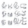 Non-Piercing Cartilage Ear Cuff Collection, 12 Pieces Women's Clip On Earrings for Club Party Statement Look