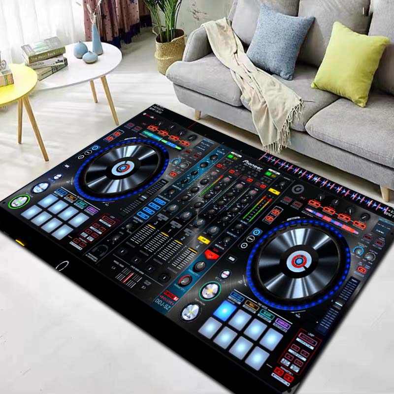 Dj Music Record Screen Console Theme Printing Large Carpet Sofa Living Room Bedroom Decoration Kitchen Bathroom Anti Slip Carpet