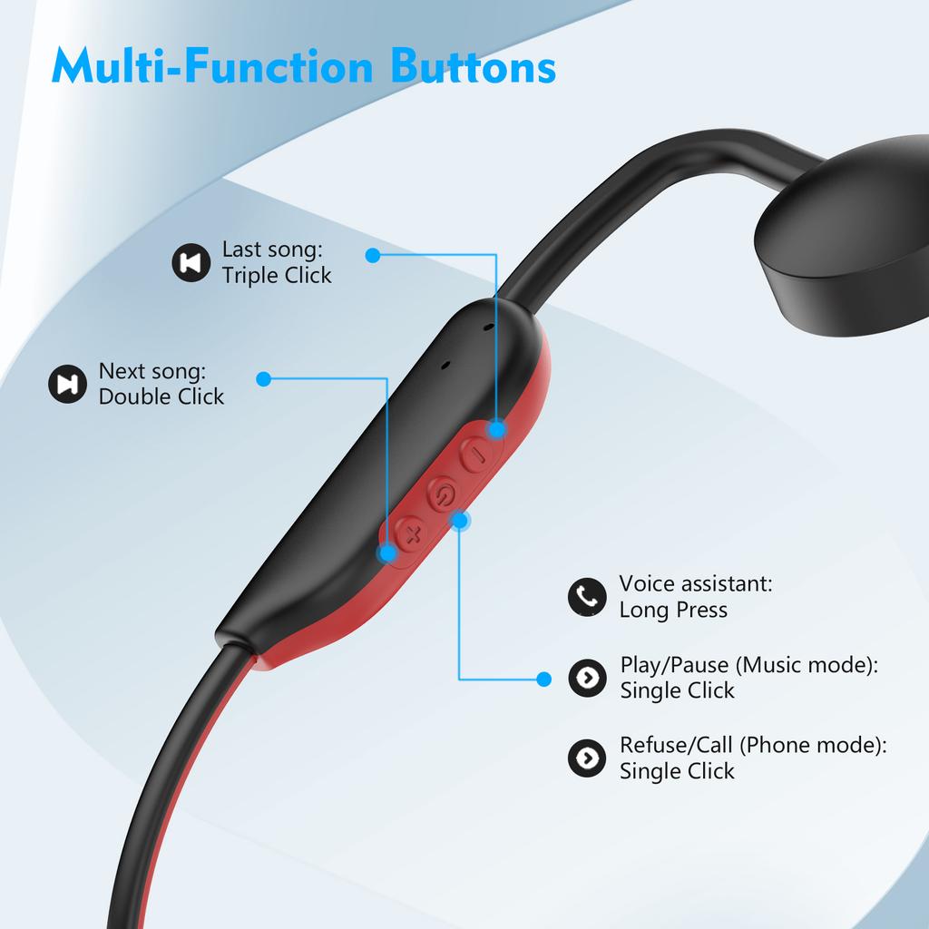M1 Knochenleitung BT5.3 Kopfhörer Volltitaniumlegierung Knochenrahmen Biegung Keine Verformung IPX6