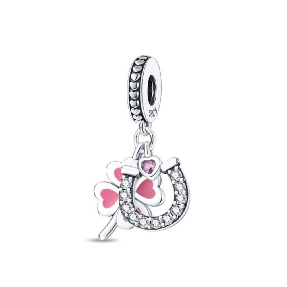 Pink 925 Sterling Silver Ladybug Lotus Perfume Bottle Charms Pendant for Bracelet DIY Women Jewelry