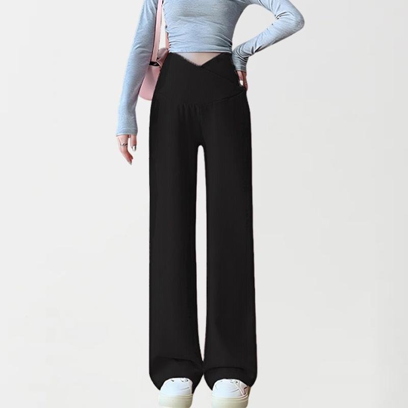 

Summer Maternity Wide-Leg Ice Silk Pants - Lightweight, Loose, Casual Straight-Leg Base Layer M чорний