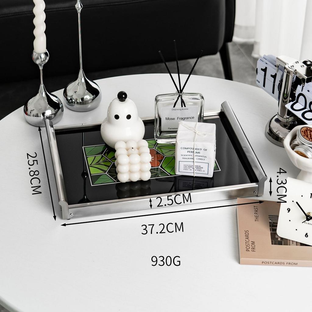 Modern Stainless Steel & Acrylic Aromatherapy Tray, Luxury Desktop Storage Organizer, High-End Decorative Ornament for Home