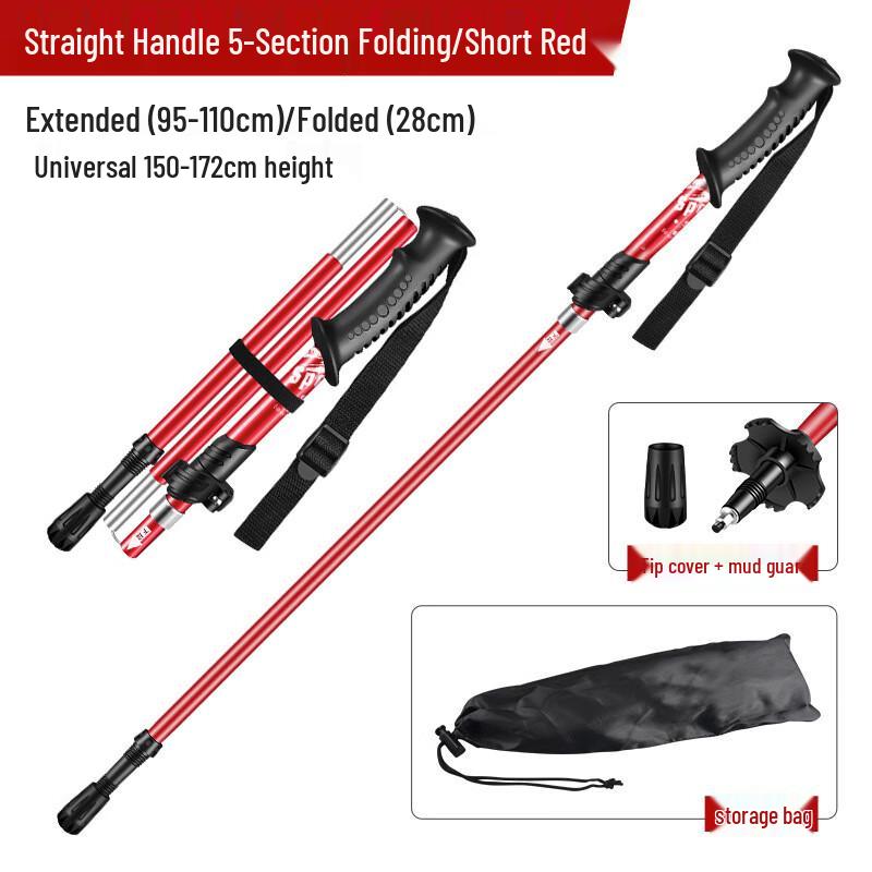 Linpan Foldable 5-Section Aluminum Alloy Trekking Pole