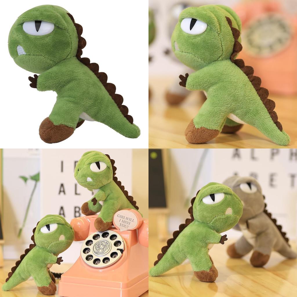 Plush Dinosaur Green Keychain With Embroidery Design For Backpack And Gift Use