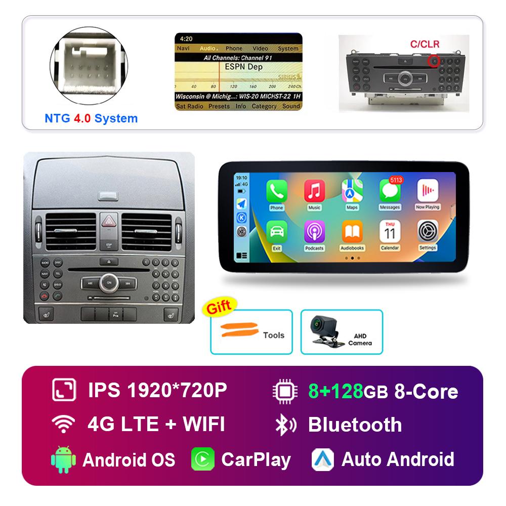 Ecran Tactil HD de 12,3 inch pentru Mercedes Benz C W204 2007 - 2010 Sistem NTG 4.0 Radio Auto Android Player Multimedia GPS 4G WiFi