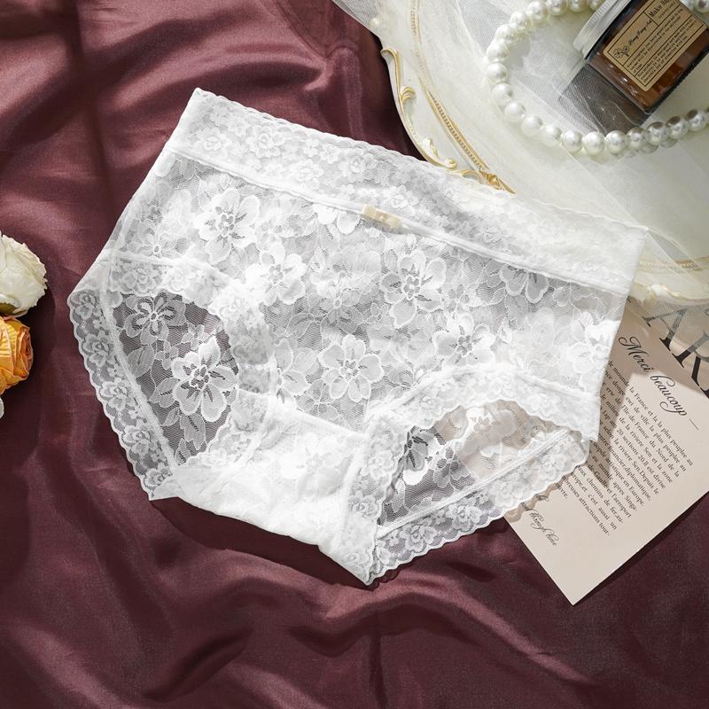 

Женские французские чистые сексуальные кружевные трусики средней посадки удобные дышащие трусы L белый