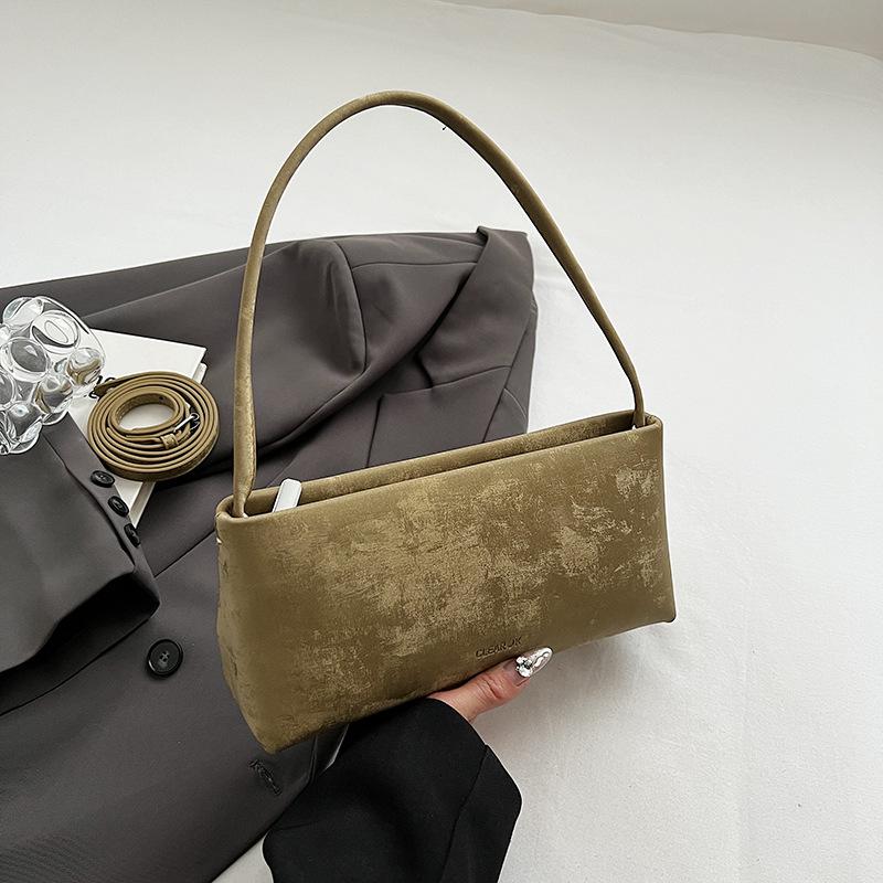 Korean version niche design baguette armpit bag foreign feeling retro solid color simple shoulder bag elegant small square bag women's bag