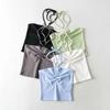 European And American Style Drawstring Neck Vest, Fashionable New Short Style Slim Fit Camisole Top For Women