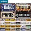 SQ-DGLZ Paris Bangde Road 15x30cm Plate Warning Tin Sign State Wall Decoration Metal Sign Home Decor Painting Plaques Art Poster