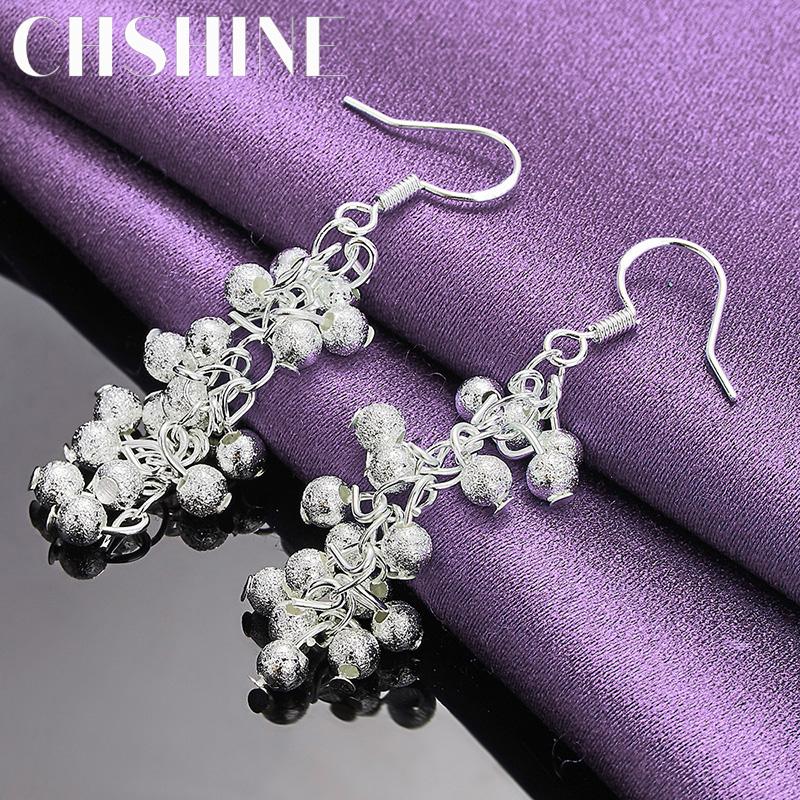 CHSHINE 925 Sterling Silver Matte Grape Drop Earrings For Women Wedding Party Fashion Charm Jewelry