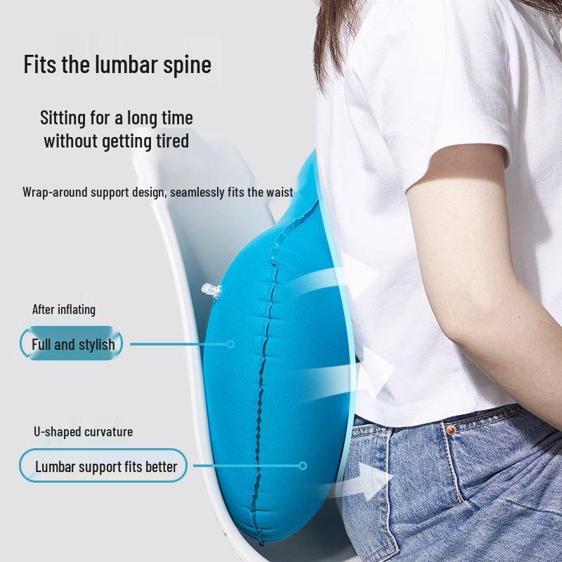 Automatic Inflatable Pillow: Portable Outdoor/Indoor Lumbar & Neck Support for Travel, Office Nap