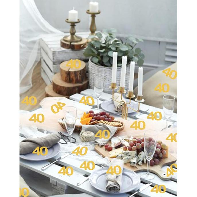 40th Happy Birthday Confetti Decorations - Gold Glitter Number 40 Party Decorations, Wedding Anniversary Party Table Decorations