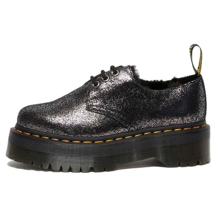 Dr. Martens 1461 Faux Fur-Lined Metallic Leather Platform Unisex Black 27957012 37