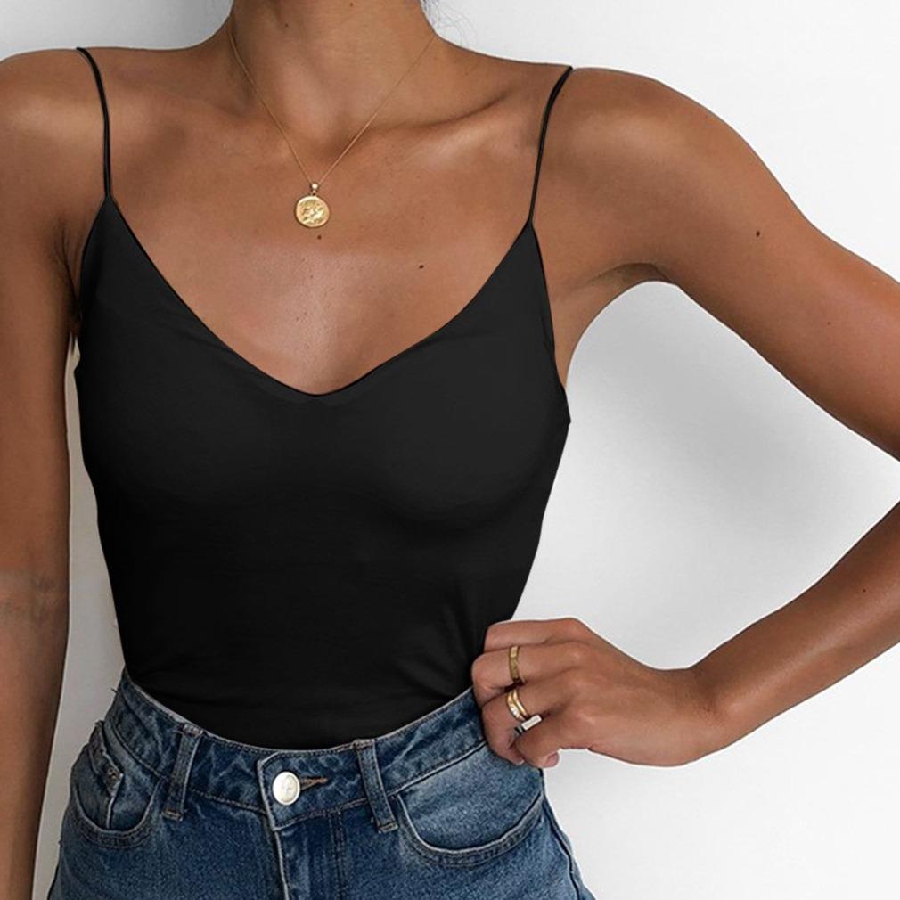 

Europe Beautiful Women Summer New Solid Color Suspender Bottoming Shirt Slim Small Vest Women S Suspender Shirt Outside XXL чорний