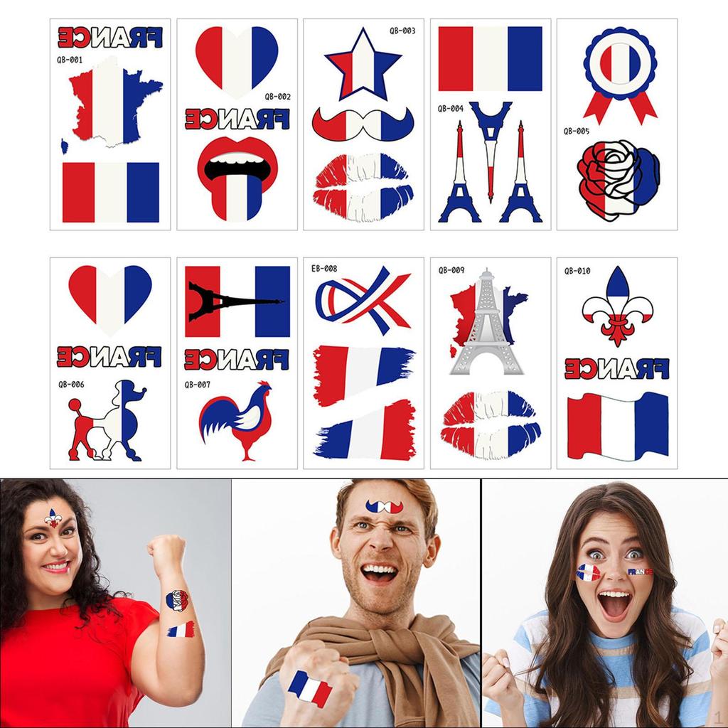 10x France Paris Day Flag Stickers Label Women Men Kids Party Favor