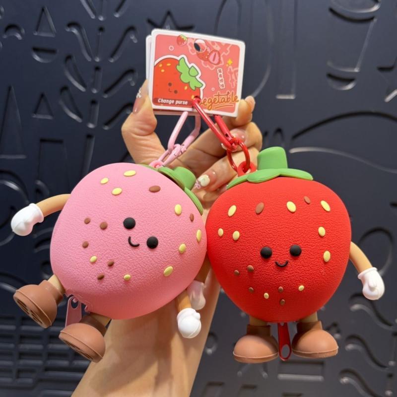 Cartoon Cute Fuits&Vegetables Pvc Portable Coin Purse For Going Out, Headphones, Mini Bag, Backpack Pendant, Gift Toy