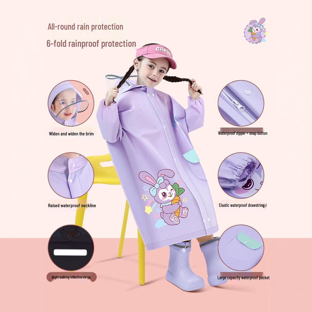 Kinder Verdickter EVA Regenmantel Poncho Overall - Sturmfest Ganzkörper Schultaschen-Kompatibel Schülerausrüstung