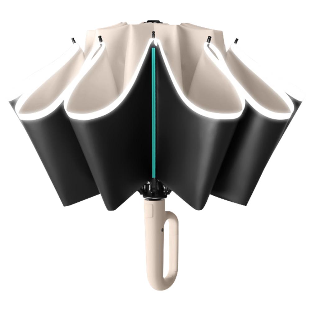 

Fully Automatic Travel Umbrella Windproof Compact Foldable Umbrella Hangable Small Portable Umbrella for Sun Or Rain Days Iron&8K бежевий