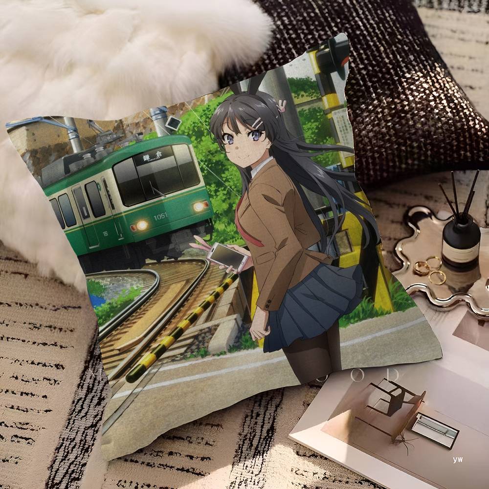 Rascal Does Not Dream Of Bunny Girl Cushion Cover Decorative Pillow Sofa Home Decor Case Pillow Cases