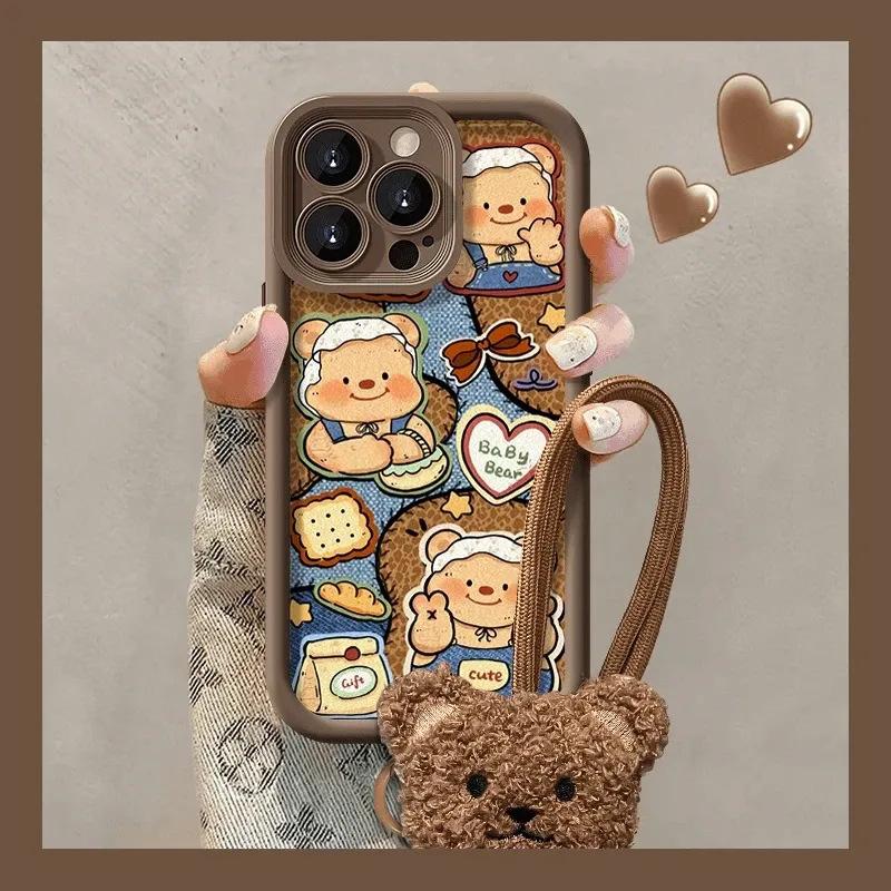 Applicable to vivo V60 cute cartoon mobile phone case Y21D denim bear Y500 hand rope lens protection