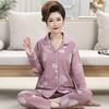 Middle-aged women's 100% pure cotton pajamas women's summer long-sleeved pajamas middle-aged and elderly mother loungewear thin suit