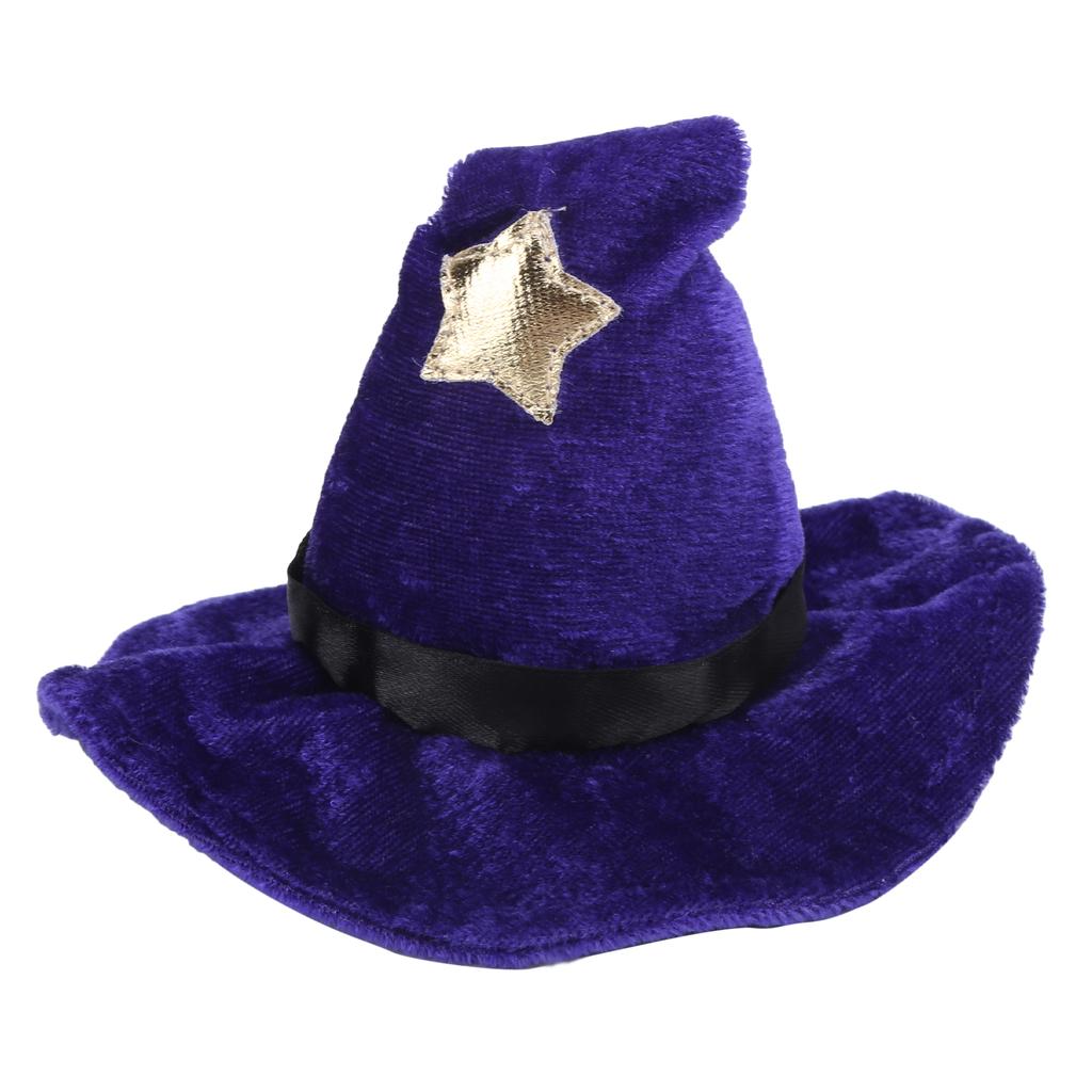 Cat Halloween Wizard Hat with Star Bell Soft Pet Funny Halloween Hat for Role Play Holiday