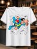 Comic Hero Fight Colorful Cartoon Punching Scene With Stars Action Words And Playful Vintage Comic Unisex All Tshirt