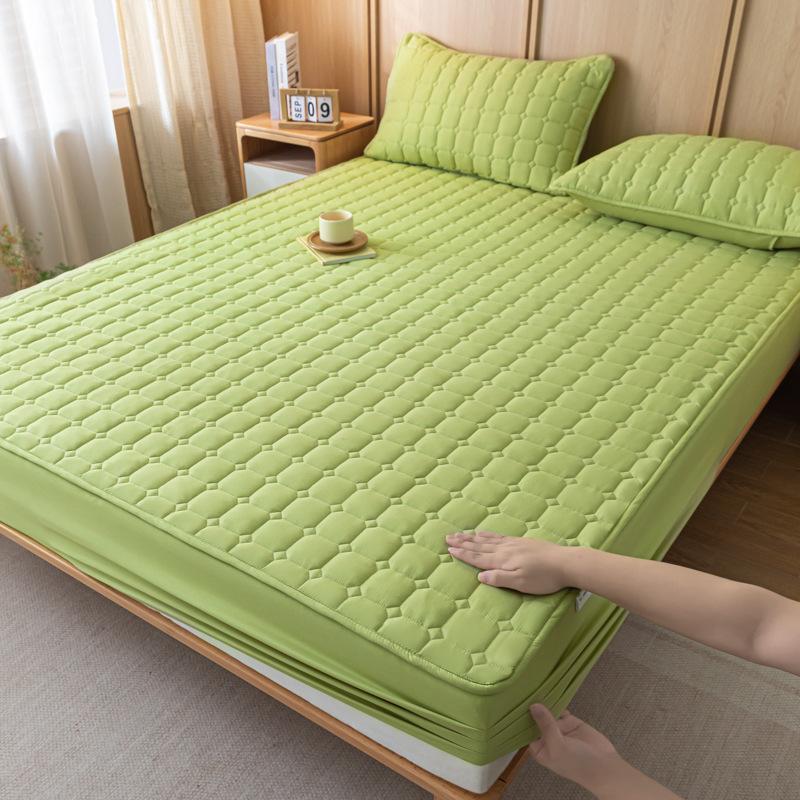 

Customized padded mattress three-piece set factory OEM bed cover all-inclusive thickened mattress protective cover China 90 * 200 + 30cm grass зелений колір