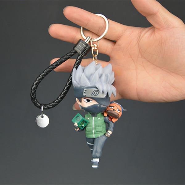 Naruto Anime Figure Keychain Haruno Sakura Hatake Kakashi Gaara Uzumaki Naruto PVC Pendant key Rings Kids Birthday Toy Gift