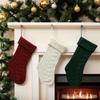 Color-Blocked Cable Knit Christmas Stocking Gift Bag Decoration