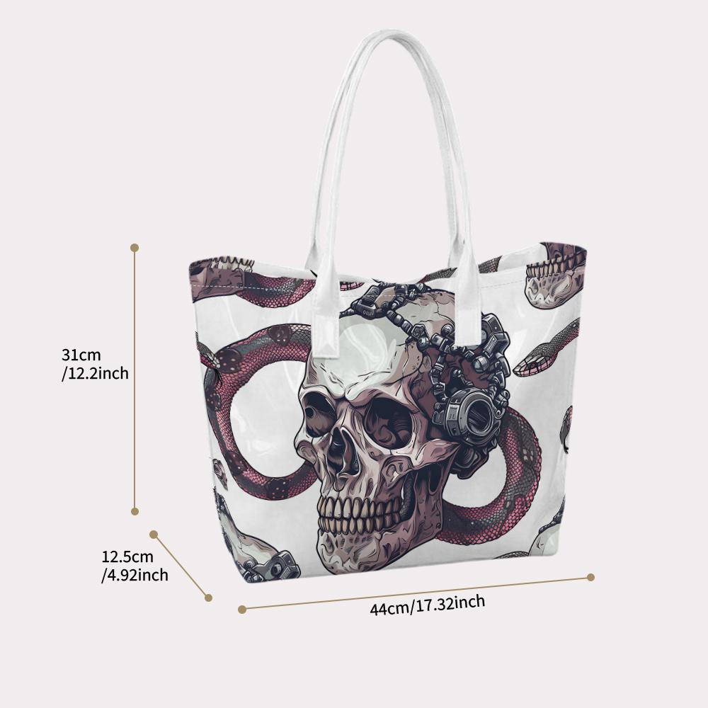 Gothic Skull Snake Shoulder Bag Fashion Large Capacity Casual Outdoor Handbag for Daily Use