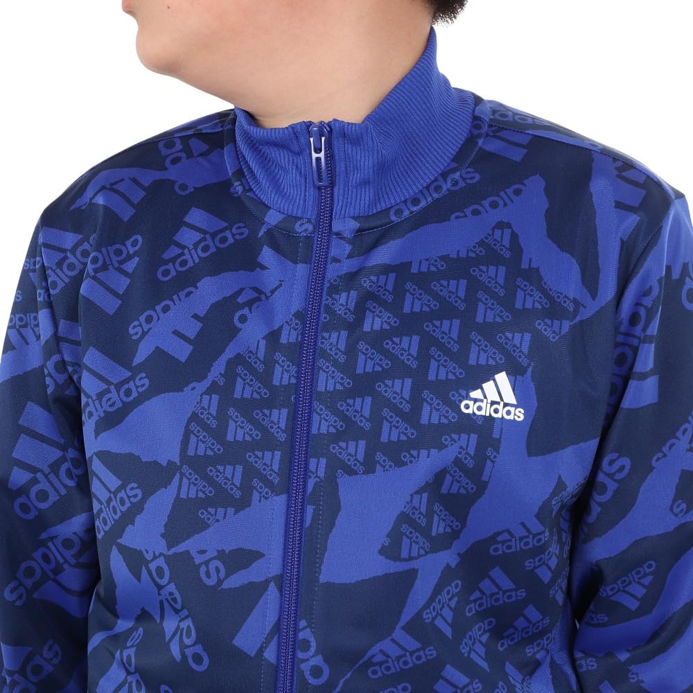 adidas Junior Tracksuit Set and Essentials Print Tracksuit [Adidas] (Top Bottom) All-Over KOS14-IS2557 (Blue/Size 130/Jr)