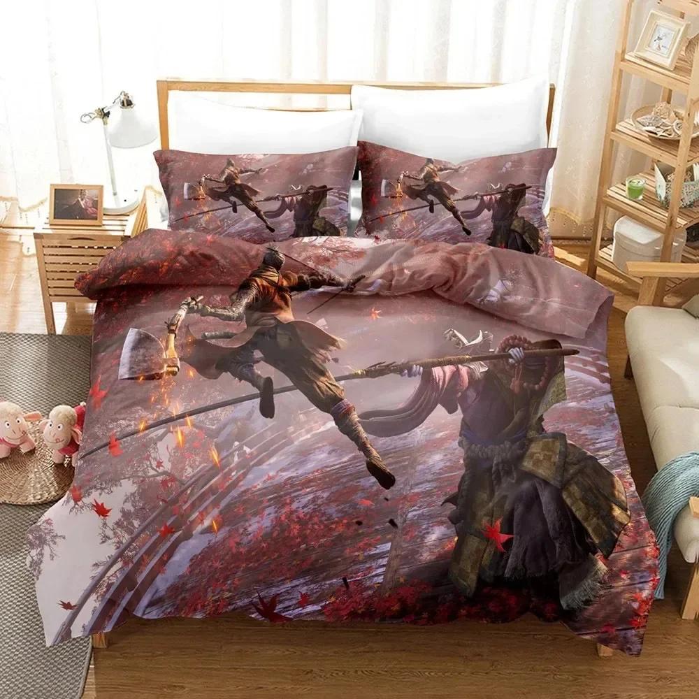 3D Printed Anime Sekiro Game Comfortable Duvet Quilt Cover Pillowcase Bedding Set Children Bedroom Decoration Home Textile