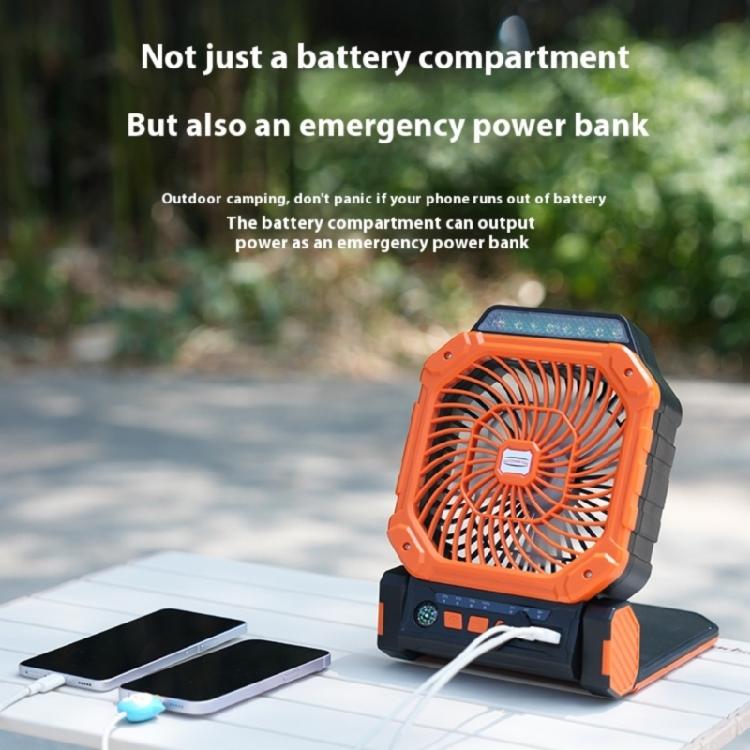 Solar Camping Fan With LED Light 4Adjustable Speed 3Brightness Light Timer Compass Function For Outdoor Tent Activity