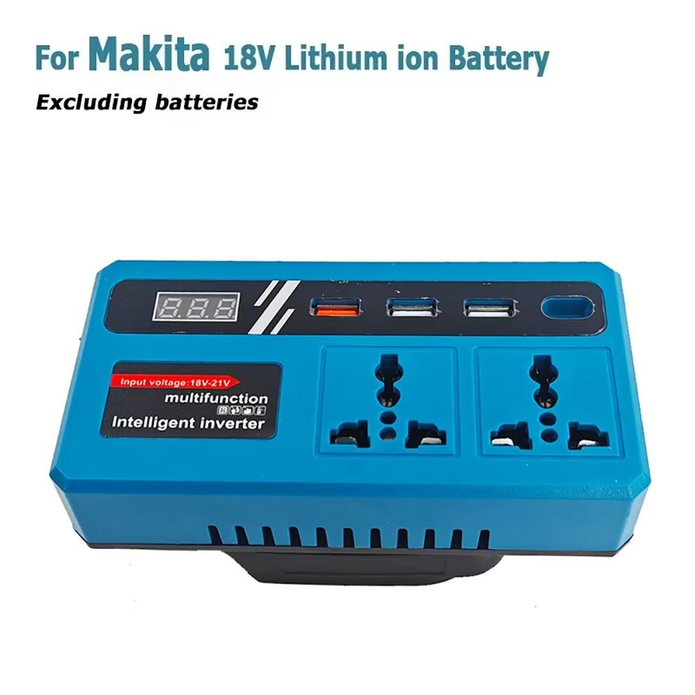 1Pcs 18v 20v To 220v Battery Inverter with 4 USB LED Multifunctional Smart Transformer Household Dual Plug