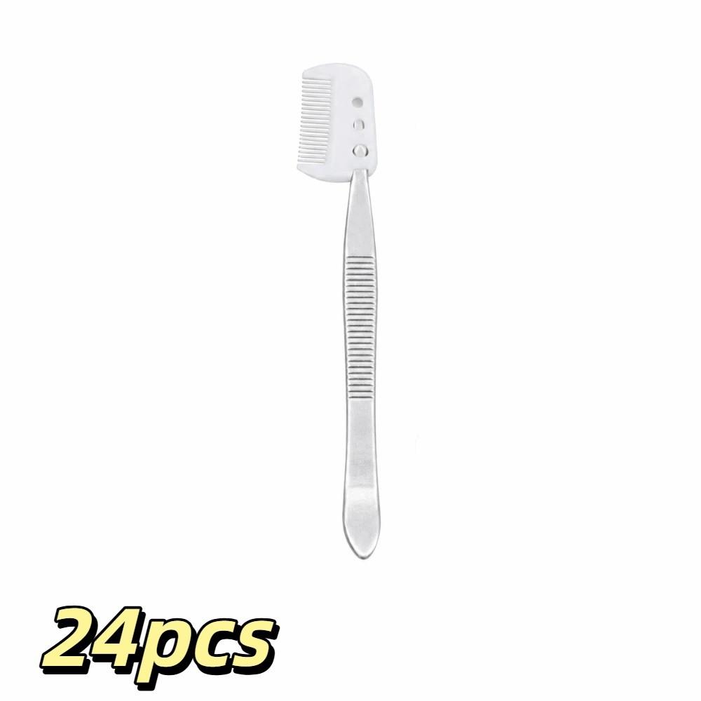 1pc/24pcs Stainless Steel Eyebrow Trimming Makeup Tool With Comb Beauty Tool Personal Beauty Care