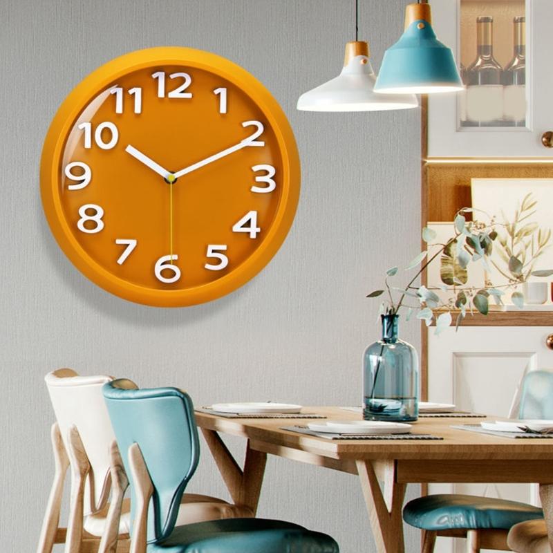 Fashion Large 3D Numbers Wall Clock Noiseless Mechanism Contemporary Homes Decors Easy Readability Battery Operated