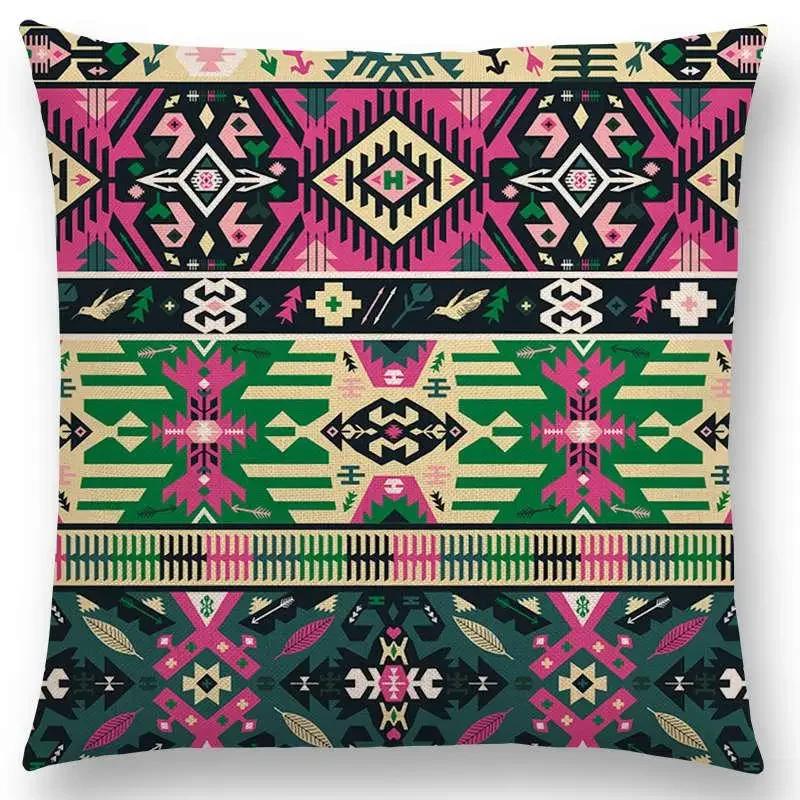 Colorful Seamless Aztec Decorative Prints Sofa Throw Pillow Case Fancy Abstract Geometric Vector Pattern Tribal Cushion Cover