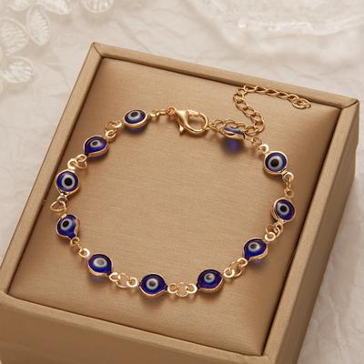 Turkish Blue Evil Eye Bracelet for Women Men Colorful Red Blue Turkey Eye Adjustable Metal Bead Bangles Lucky Wealth Jewelry
