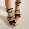 Modische Schnür-Sandalen für Damen, rutschfest, verschleißfest, mit weichem Boden, Komfort, flacher Absatz