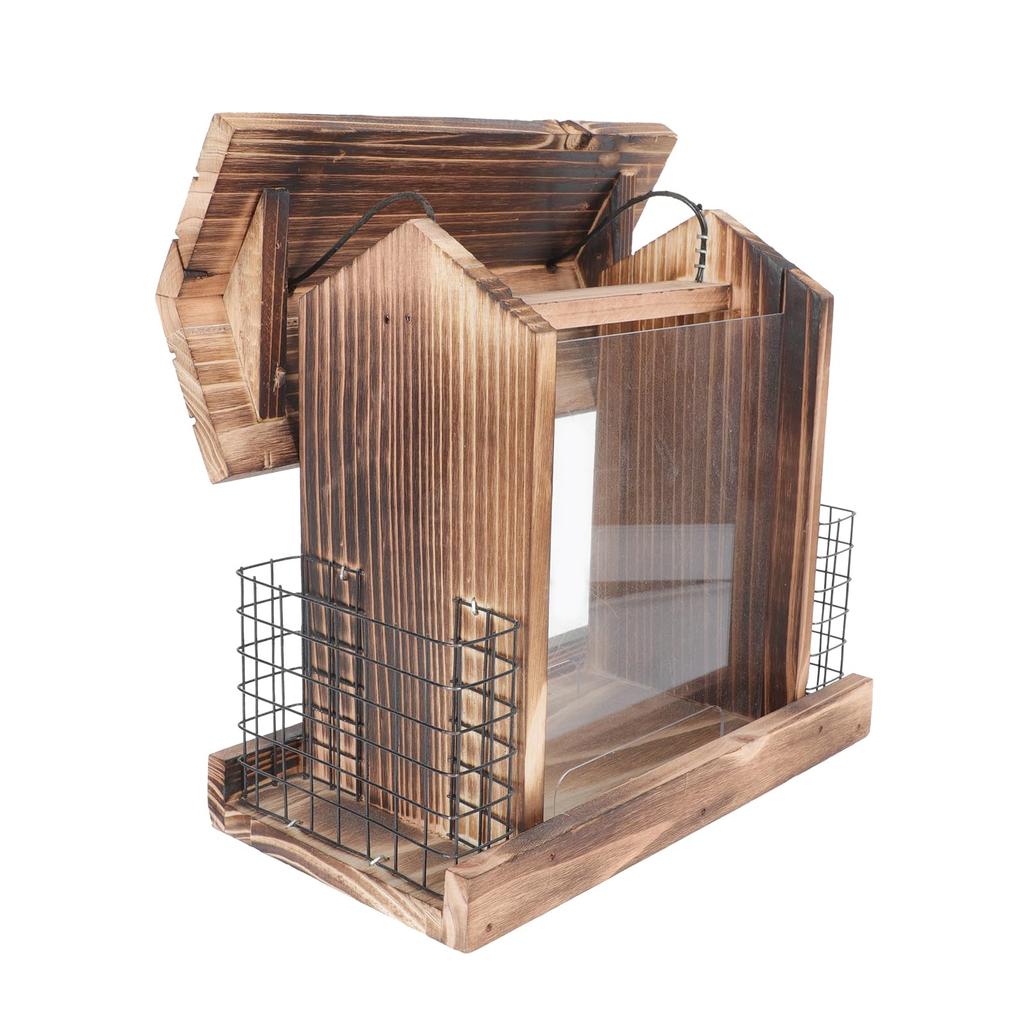 OUNONA Bird Wooden Bird Automatic Large Transparent Board Wild Bird Bird 1 Piece Feeder, Feeder, Hanging, Supply, Capacity, Rainproof, Included,