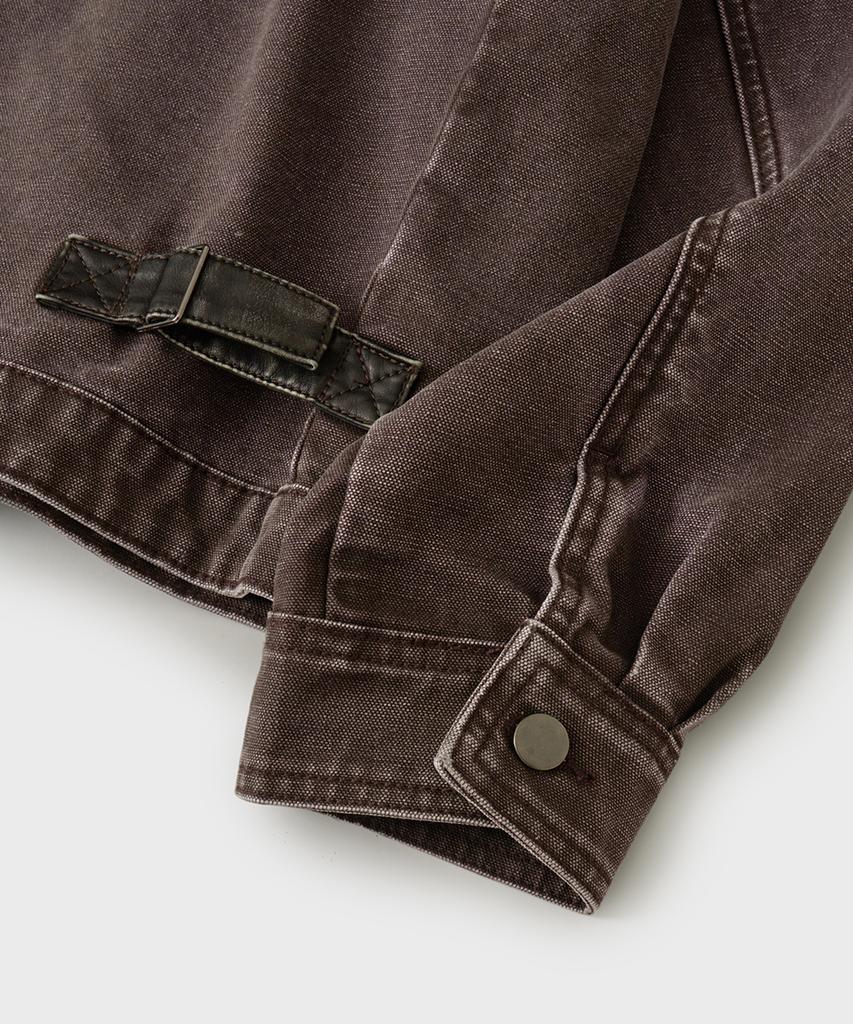 Hooves Bleached Canvas Work Jacket [Washed Brown]