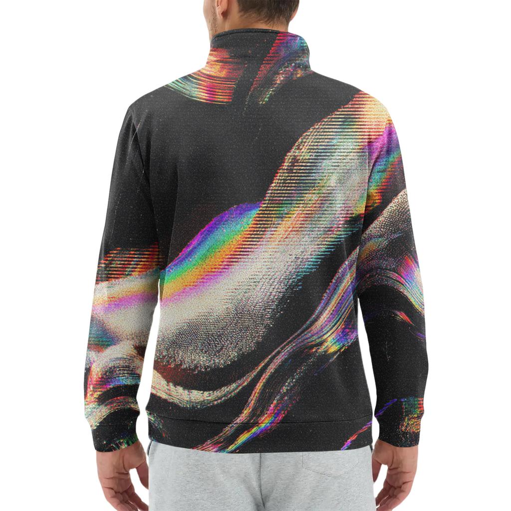 Men's Loose Casual 1/4 Zip Sweatshirt Fashion Printed Long Sleeve Top With Pockets