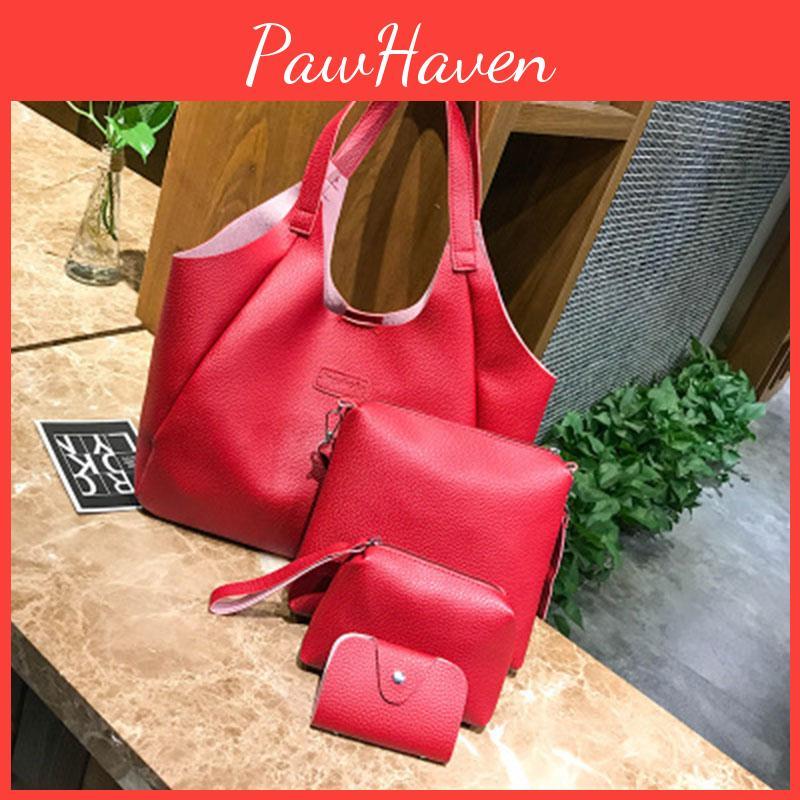Elegant Fashion Women Handbags Messenger Shoulder Tote Bags 4pcs Purse Set