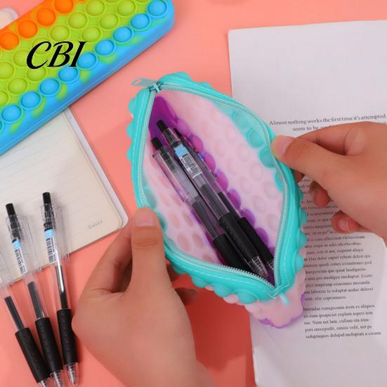 Decompression Pencil Case Pop Case, Large Capacity Silicone Storage Bag, with Relief Bubble Toy Stationery for Kids School Office Stress