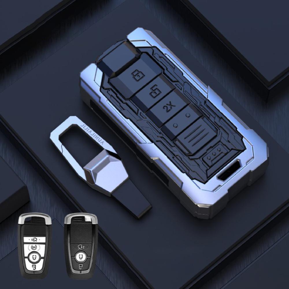 Zinc Alloy Car Key Case Cover Shell Fob for Ford Edge Fusion Mustang Explorer F150 F250 F350 Ecosport Protector Holder Keyless