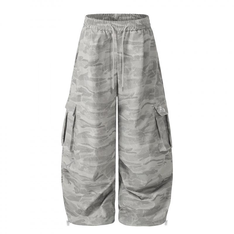 EON 26 Slim Fit Spring Retro Camouflage Embroidered Workwear Pants - Unisex L серый