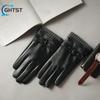 Light Luxury Men Genuine Driving  Gloves Leather Touch Screen Black Real Sheepskin Thin  Business Brown Warm Fleece Gloves