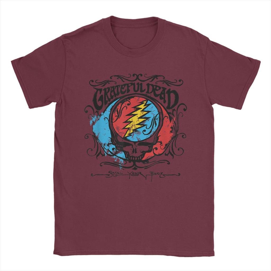 Harajuku T-Shirt Grateful Dead Steal Your Face Handgezeichneter Flair Band Baumwoll-T-Shirts für Herren Sommer Tolle Kurzarm-Oberteile